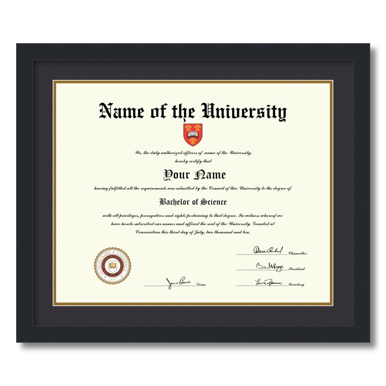 ArtToFrames 16x20 inch Diploma Frame - Framed with Black and Gold Mats, Comes with Regular Acrylic and Sawtooth Hanger for Wall Hanging (D-16x20)